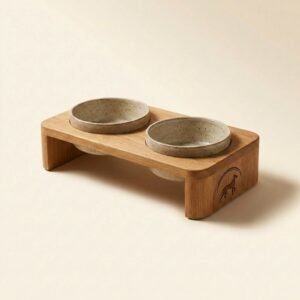 oak elevated double feeder — Fitter Pets Co.